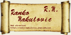Ranko Makulović vizit kartica